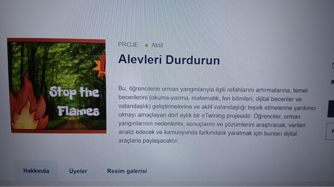 STOP THE FLAMES / ALEVLERİ DURDURUN e TWİNNİNG PROJEMİZ